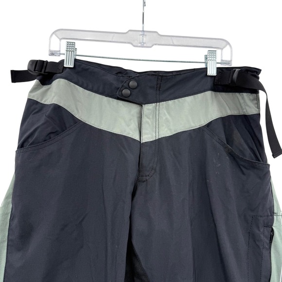 Race Face Cycling Pants Downhill Mens Size Large Black Green Pockets Belted - Picture 2 of 13